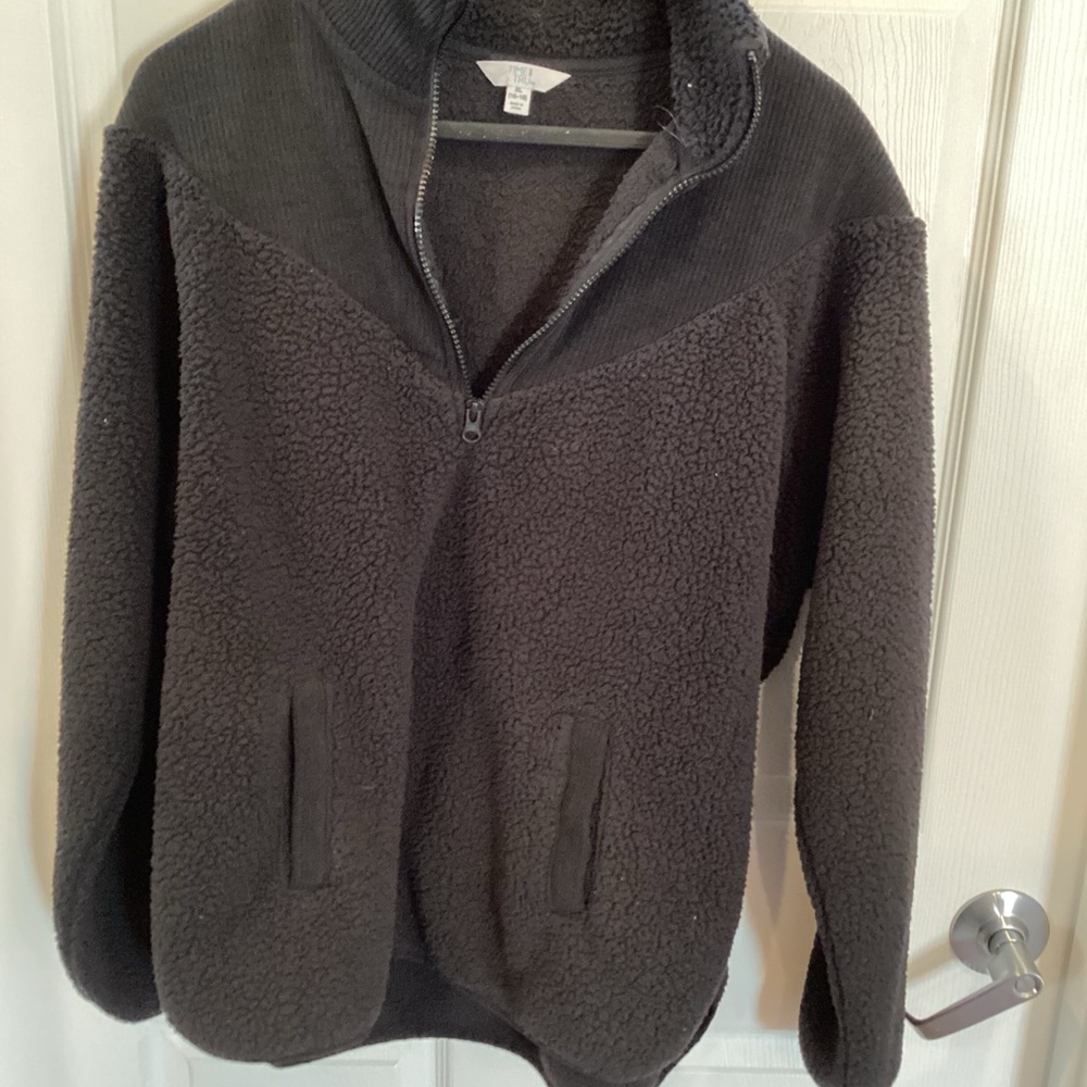 Cozy Black Half-Zip Fleece Pullover by Time and Tru